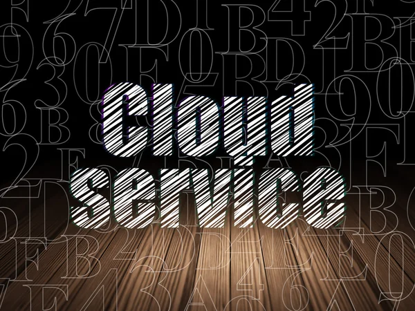 Conceito de tecnologia de nuvem: Serviço de nuvem em sala escura grunge — Fotografia de Stock