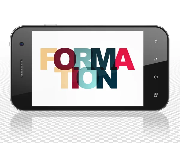 Studienkonzept: Smartphone mit Formation auf dem Display — Stockfoto