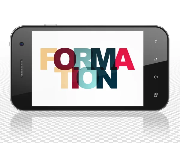 Concepto de estudio: Smartphone con Formación en pantalla — Foto de Stock