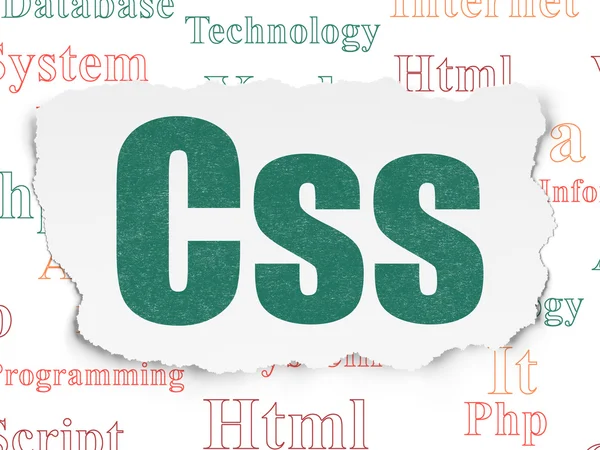 Programming concept: Css on Torn Paper background — Stockfoto