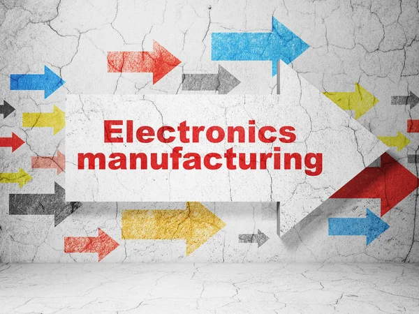 Industry concept: arrow with Electronics Manufacturing on grunge wall background — Stock Photo, Image