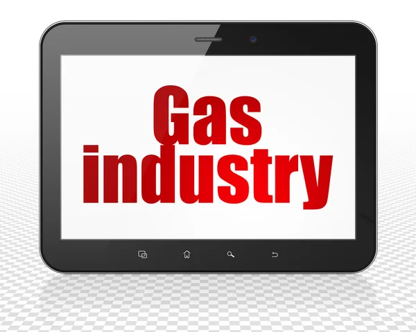 Branchenkonzept: Tablet-PC mit Gasindustrie zu sehen — Stockfoto