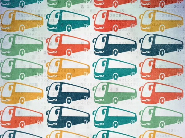 Reisekonzept: Bus-Icons auf digitalem Papierhintergrund — Stockfoto