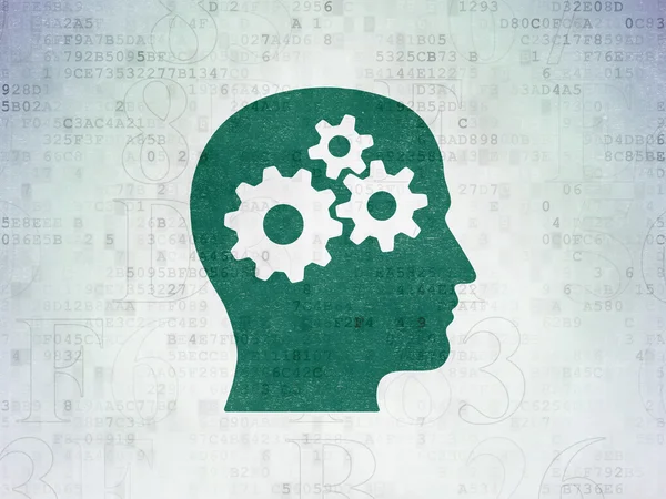 Information koncept: huvud med Gears på digitala papper bakgrund — Stockfoto