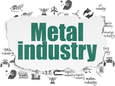 Endüstri kavramı: yırtık kağıt arka plan üzerinde Demir Çelik Metal Sanayi