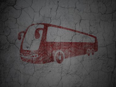 Travel concept: Bus on grunge wall background