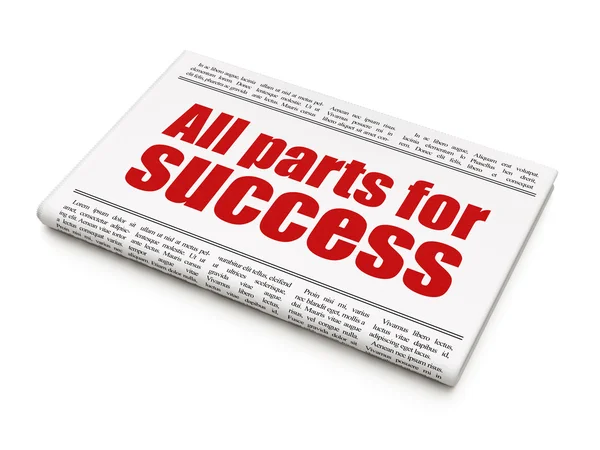 Business concept: newspaper headline All parts for Success — Zdjęcie stockowe