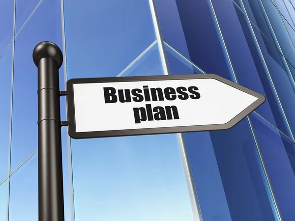 Finance concept: sign Business Plan on Building background — ストック写真