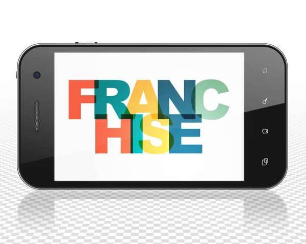 Concepto financiero: Smartphone con franquicia en pantalla —  Fotos de Stock