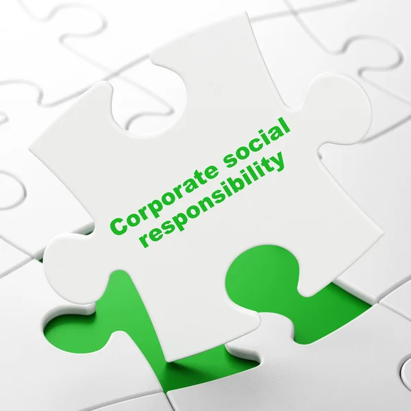 Koncepcja biznesowa: społeczna odpowiedzialność biznesu na tle puzzle — Zdjęcie stockowe