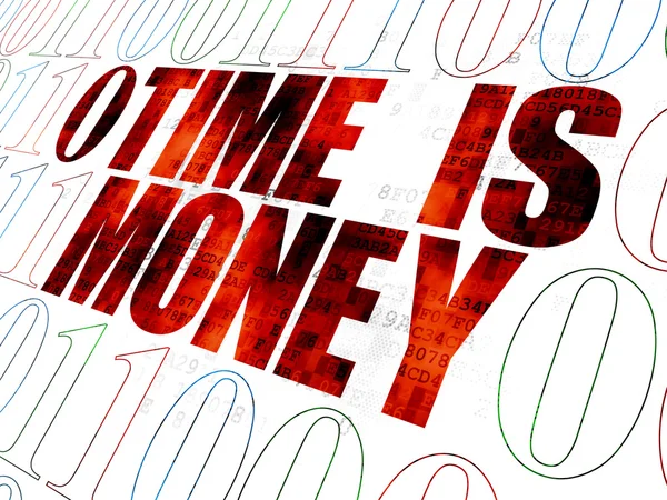Conceito de negócio: Tempo é dinheiro em fundo digital — Fotografia de Stock