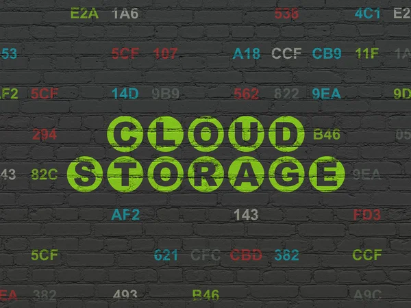 Concepto de privacidad: almacenamiento en la nube sobre fondo de pared —  Fotos de Stock