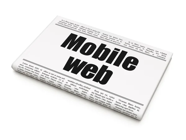 Концепция веб-разработки: заголовок газеты Mobile Web — стоковое фото