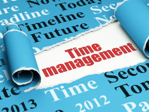 Timeline concept: red text Time Management under the piece of  torn paper — 图库照片