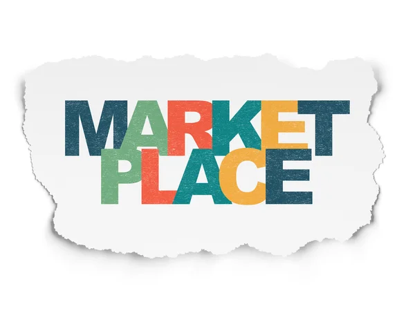 Marketingkonzept: Marktplatz auf zerrissenem Papier — Stockfoto