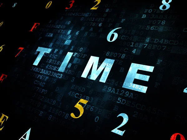Conceito de tempo: Tempo sobre fundo digital — Fotografia de Stock