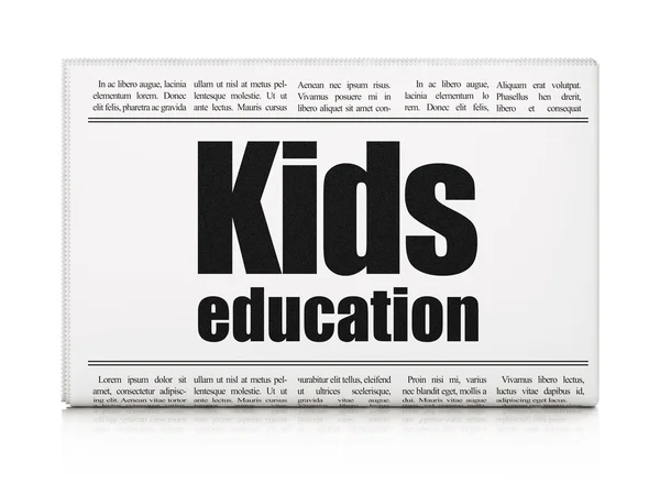 Concetto di educazione: titolo del giornale Kids Education — Foto Stock