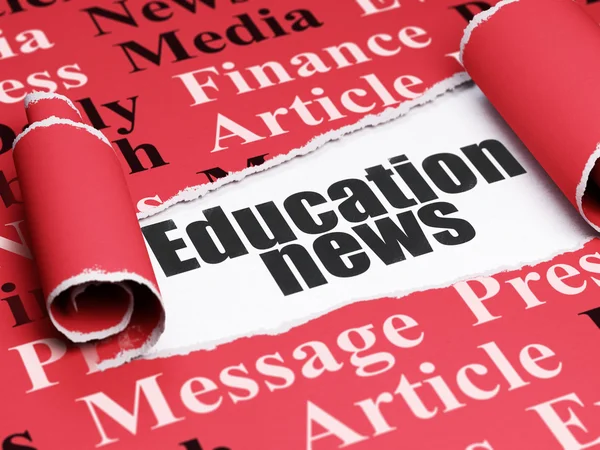 News concept: black text Education News under the piece of  torn paper — Stok fotoğraf