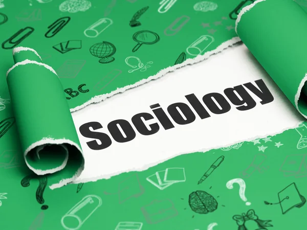 Conceito de aprendizagem: texto negro Sociologia sob o pedaço de papel rasgado — Fotografia de Stock
