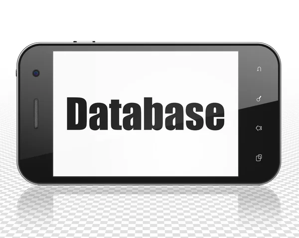 Concetto software: Smartphone con Database in mostra — Foto Stock