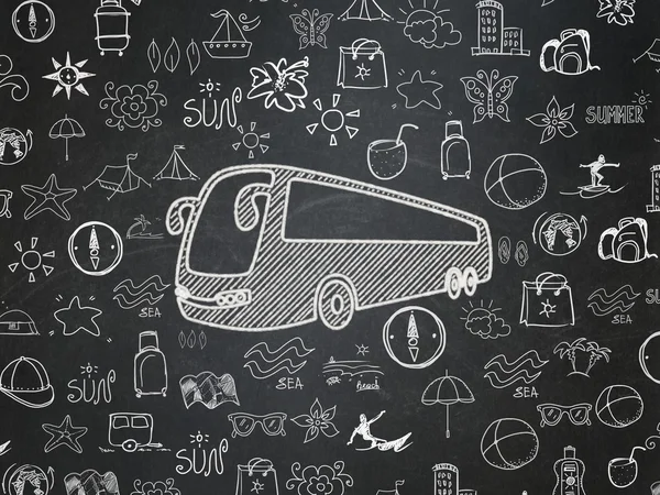 Tourism concept: Bus on School Board background — Zdjęcie stockowe