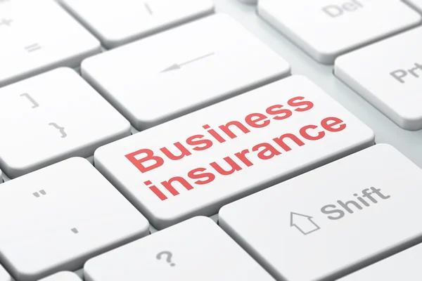 Versicherungskonzept: Unternehmensversicherung auf der Computertastatur — Stockfoto