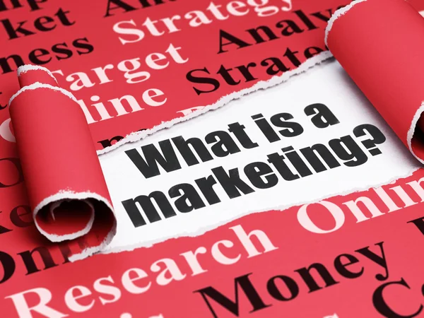 Concepto publicitario: texto negro ¿Qué es un Marketing bajo el trozo de papel roto? —  Fotos de Stock