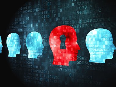 İş kavramı: kafa ile Keyhole dijital arka plan üzerinde