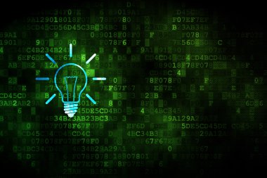 İş kavramı: ampul dijital arka plan üzerinde