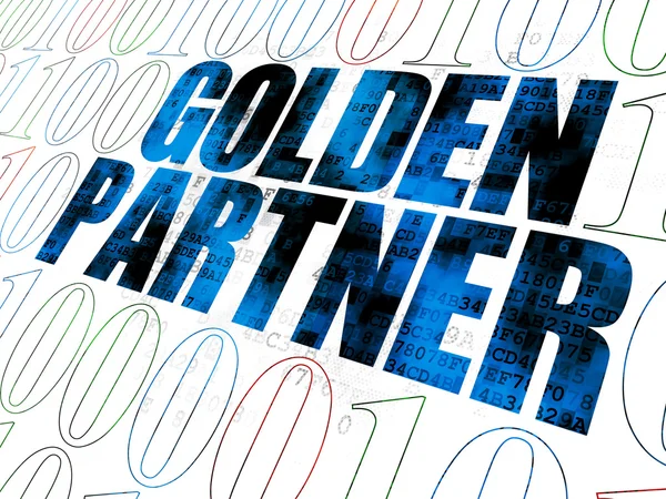 Koncepcja finansowania: Złoty Partner na tle Digital — Zdjęcie stockowe