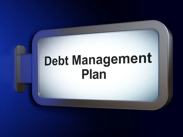 Conceito de negócio: Plano de Gestão da Dívida em segundo plano — Fotografia de Stock