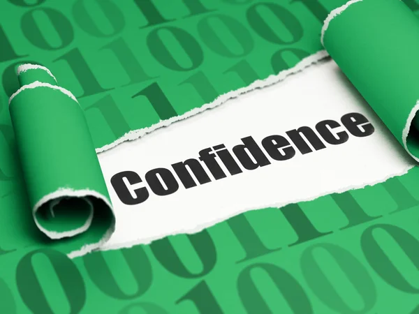 Business concept: black text Confidence under the piece of  torn paper — Stock Photo, Image