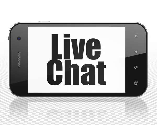 Web development concept: Smartphone with Live Chat on display — Stock Photo, Image