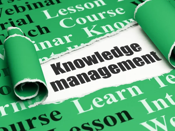 Education concept: black text Knowledge Management under the piece of  torn paper — Stock Photo, Image