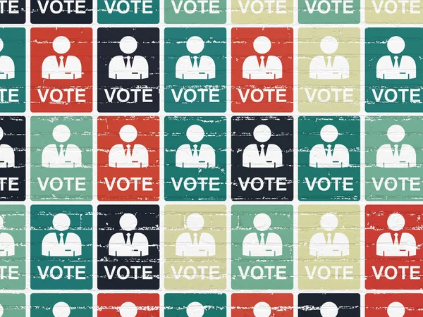 Concetto politico: icone delle schede elettorali sullo sfondo della parete — Foto Stock