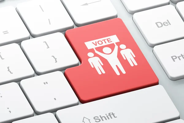 Πολιτική έννοια: προεκλογική εκστρατεία σε φόντο υπολογιστή πληκτρολόγιο — Φωτογραφία Αρχείου