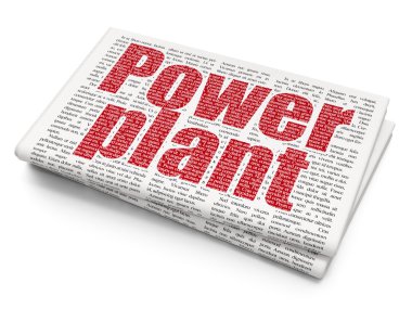Manufacuring concept: Power Plant on Newspaper background