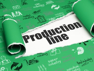 Industry concept: black text Production Line under the piece of  torn paper