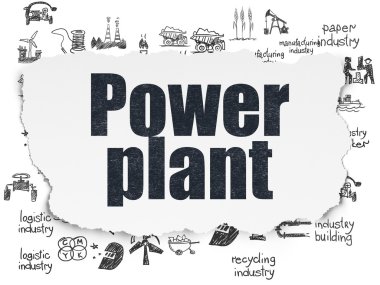 Industry concept: Power Plant on Torn Paper background