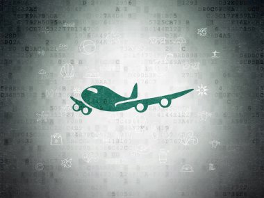 Tourism concept: Airplane on Digital Paper background