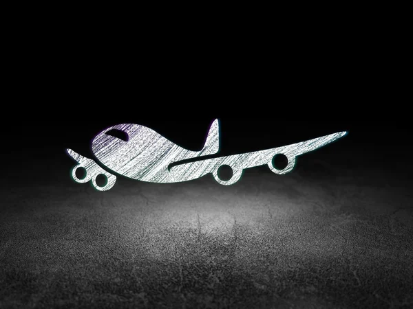 Koncepcję wakacji: samolot w ciemnym pokoju grunge — Zdjęcie stockowe
