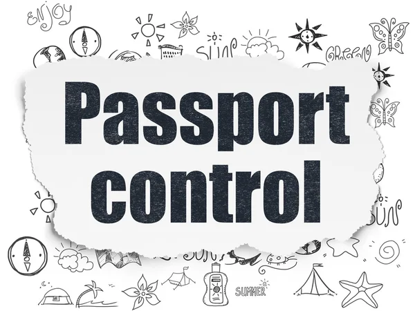 Urlaubskonzept: Passkontrolle auf zerrissenem Papier — Stockfoto