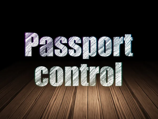 Travel concept: Passport Control in grunge dark room — Stock Photo, Image