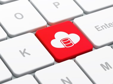 Yazılım kavramı: veritabanı ile bulut bilgisayar klavye arka plan üzerinde