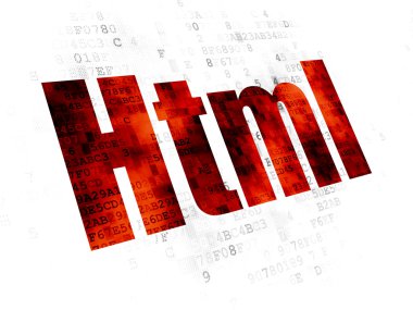 Veritabanı kavramı: Html dijital arka plan üzerinde