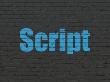 Veritabanı kavramı: duvar arka plan üzerinde Script