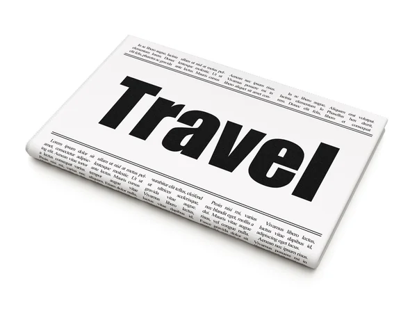 Entertainment, concept: newspaper headline Travel — Stock Photo, Image