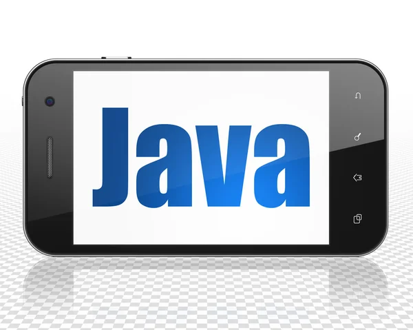 Concepto de software: Smartphone con Java en pantalla — Foto de Stock