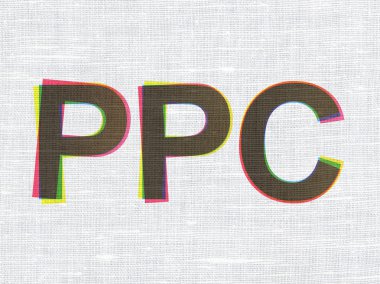 Marketing concept: PPC on fabric texture background