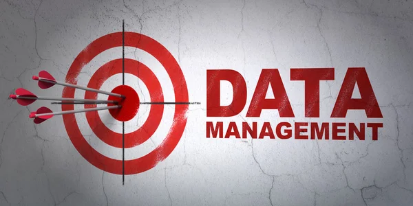 Information concept: target and Data Management on wall background — Φωτογραφία Αρχείου